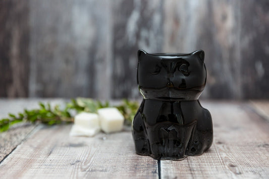 Black Cat Tea Light Wax Burner - A Melt In Time Ltd