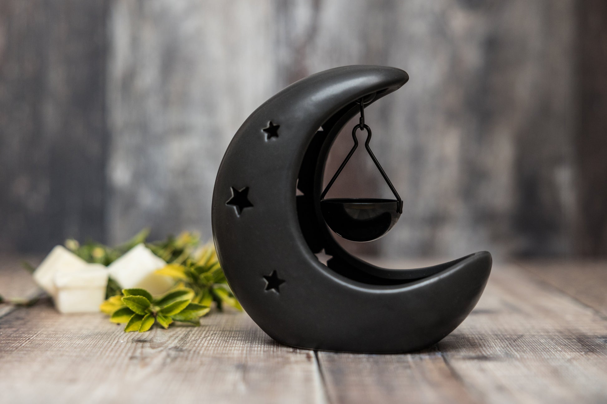 Black Crescent Moon Hanging Tea Light Wax Burner - A Melt In Time Ltd