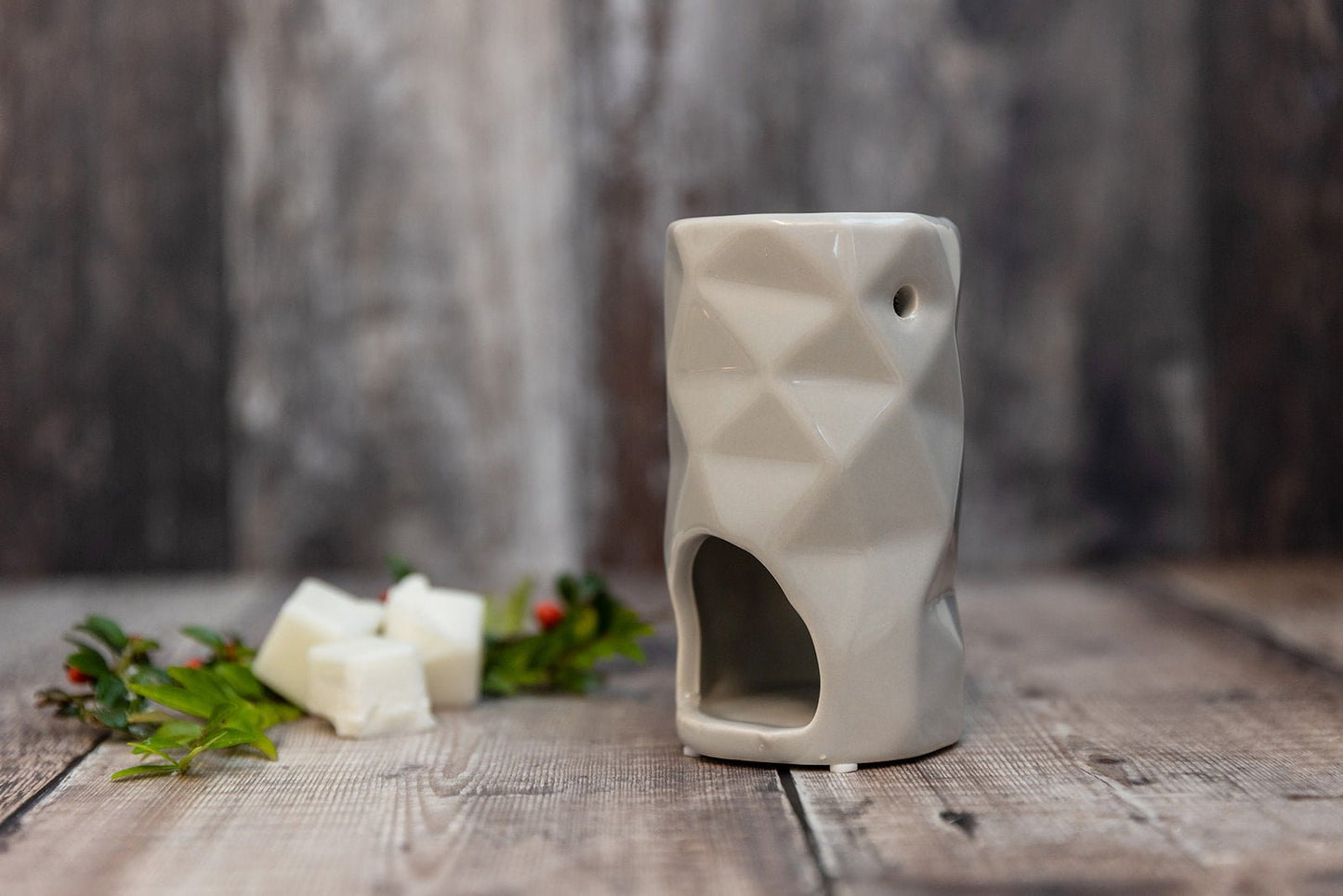 Grey Abstract Ceramic Tea Light Wax Melter - A Melt In Time Ltd