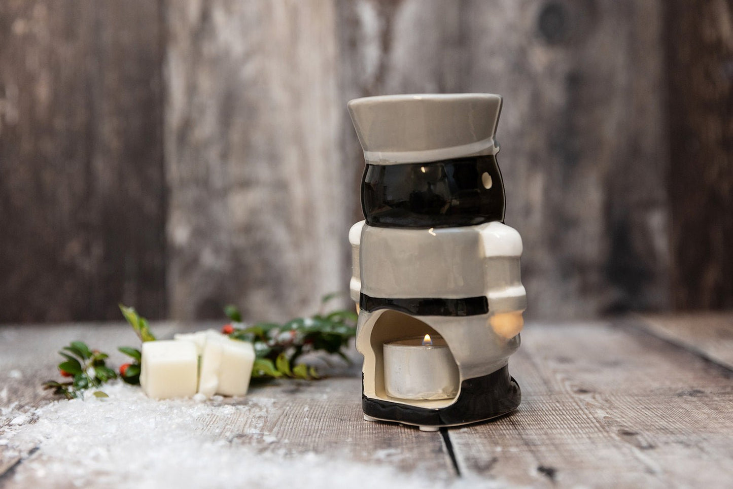 Grey Nutcracker Christmas Tea Light Wax Burner - A Melt In Time Ltd