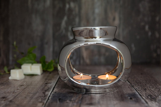 Oval Iridium Double Burner Tea Light Wax Burner - A Melt In Time Ltd