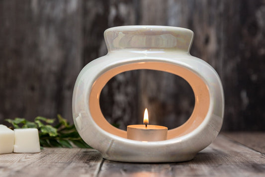 Oval Lustre Single Tea Light Wax Burner - A Melt In Time Ltd