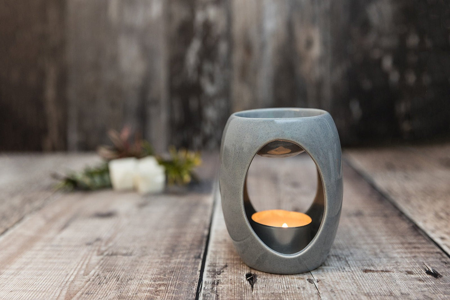 Small Grey Oval Wax Burner - A Melt In Time Ltd