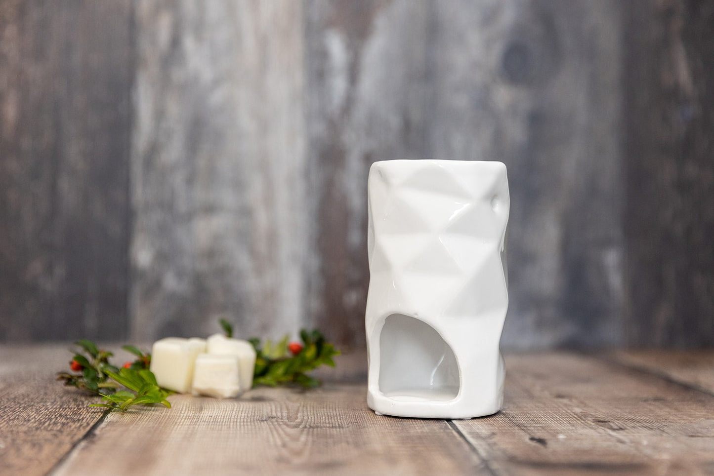 White Abstract Ceramic Tea Light Wax Melter - A Melt In Time Ltd