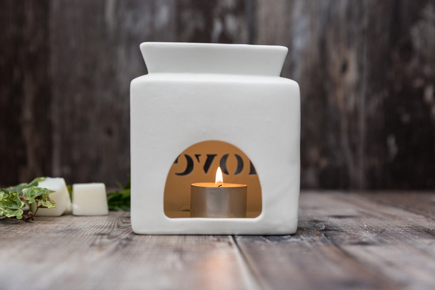 White Love Cube Shaped Tea Light Wax Burner - A Melt In Time Ltd